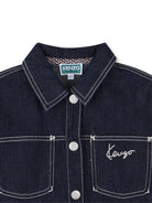 Giacca per bambina Kenzo Kids in denim con logo ricamato - Rubino Kids