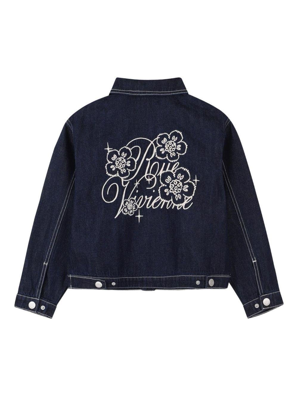 Giacca per bambina Kenzo Kids in denim con logo ricamato - Rubino Kids