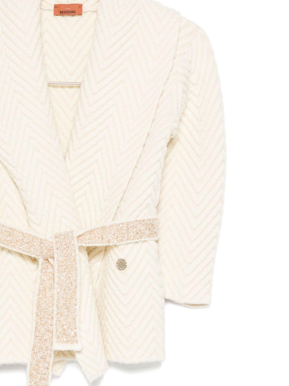 Giacca per bambina Missoni Kids bianco con cintura glitterata - Rubino Kids