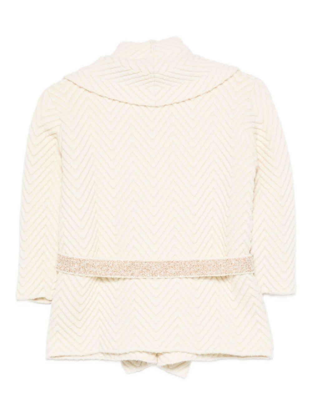 Giacca per bambina Missoni Kids bianco con cintura glitterata - Rubino Kids