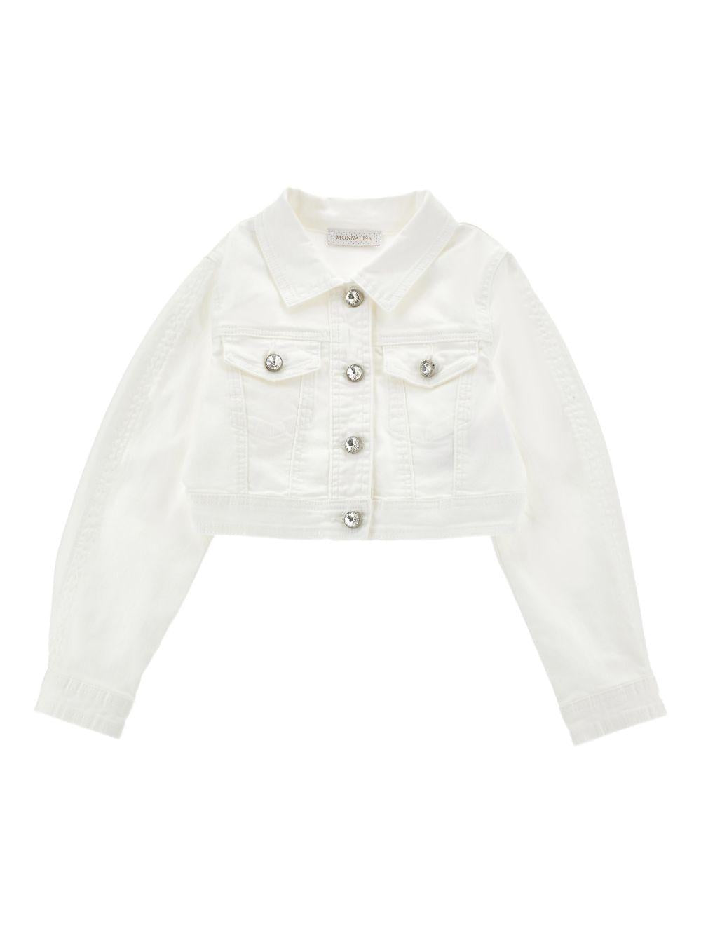 Giacca per bambina Monnalisa bianca con applicazioni cristalli - Rubino Kids