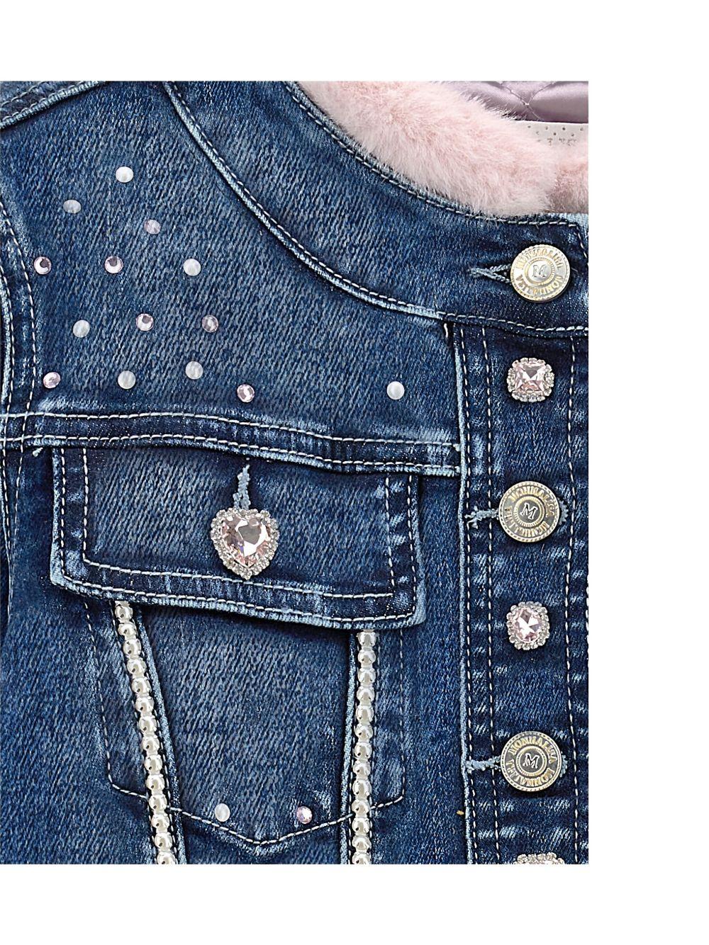 Giacca per bambina Monnalisa in denim con cristalli - Rubino Kids