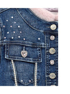Giacca per bambina Monnalisa in denim con cristalli - Rubino Kids
