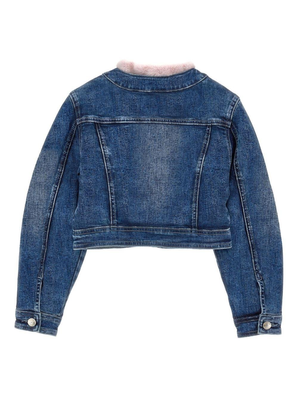 Giacca per bambina Monnalisa in denim con cristalli - Rubino Kids