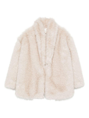 Giacca per bambina MSGM Kids beige in pelliccia sintetica