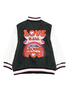 Giacca per bambina Stella McCartney Kids varsity Love nero con applicazioni - Rubino Kids