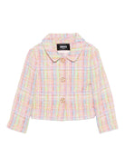 Giacca per bambina Versace Kids multicolore a quadri in tweed - Rubino Kids