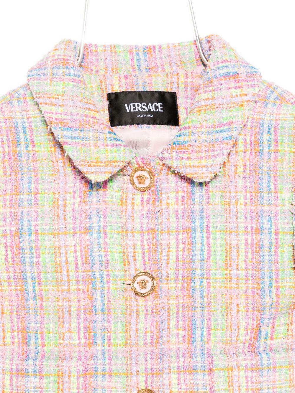Giacca per bambina Versace Kids multicolore a quadri in tweed - Rubino Kids