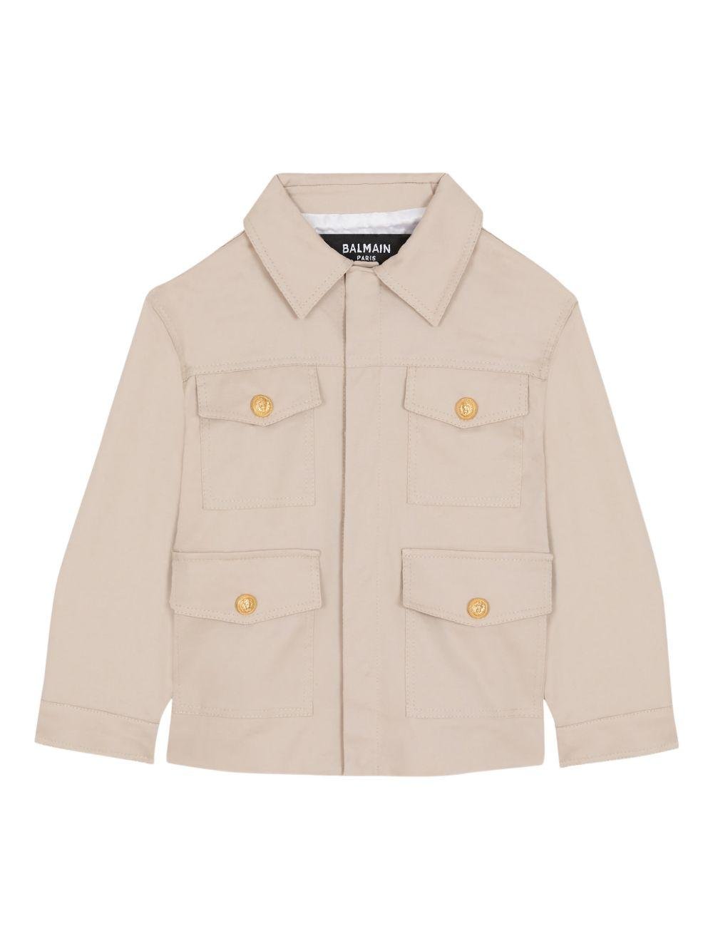 Giacca per bambino Balmain Kids beige con colletto a punta - Rubino Kids