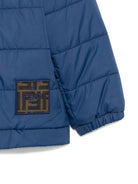 Giacca per bambino Fendi Kids blu con placca logo - Rubino Kids