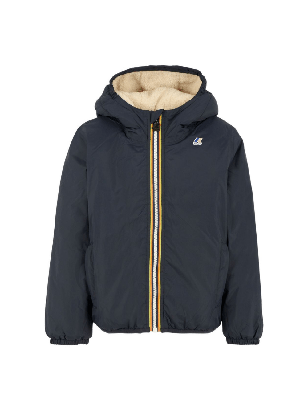 Giacca per bambino K Way Kids blu con cappuccio e fodera in pile - Rubino Kids