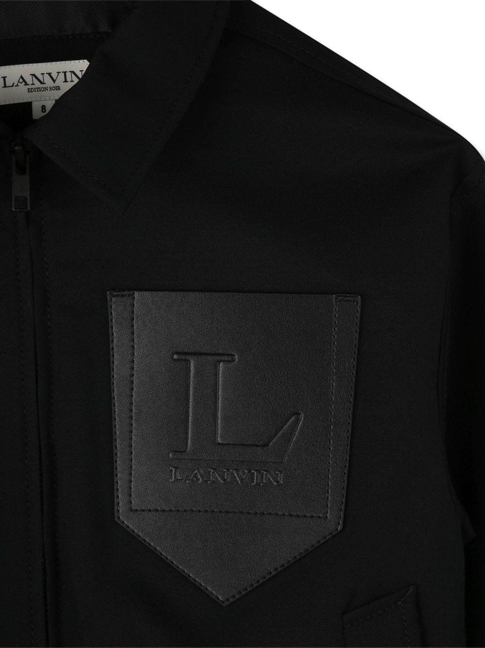 Giacca per bambino Lanvin Enfant nera con applicazione con logo sul petto - Rubino Kids