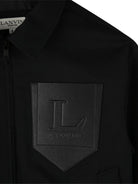 Giacca per bambino Lanvin Enfant nera con applicazione con logo sul petto - Rubino Kids