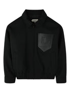 Giacca per bambino Lanvin Enfant nera con applicazione con logo sul petto - Rubino Kids