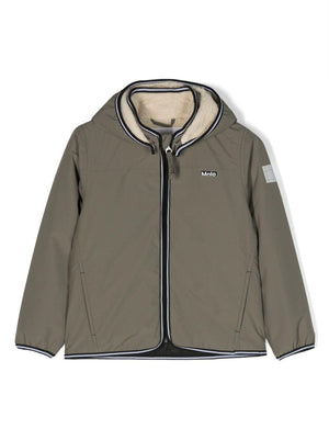 Molo olive green hooded jacket for children