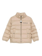 Giacca per bambino Moncler Enfant beige con stampa del logo - Rubino Kids
