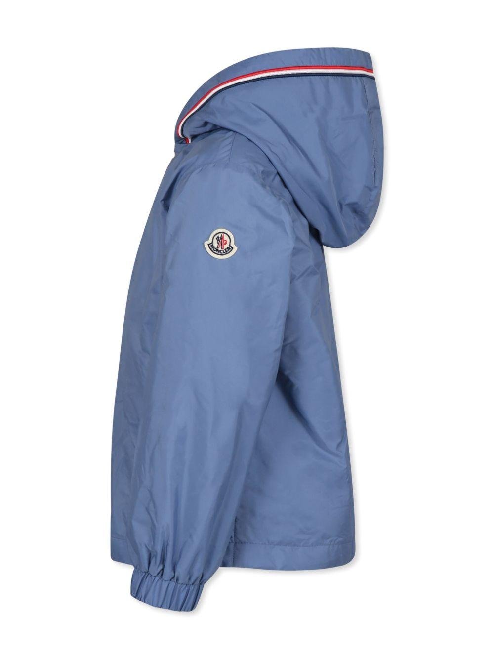 Giacca per bambino Moncler Enfant Granduc blu con applicazione sulla manica con logo - Rubino Kids