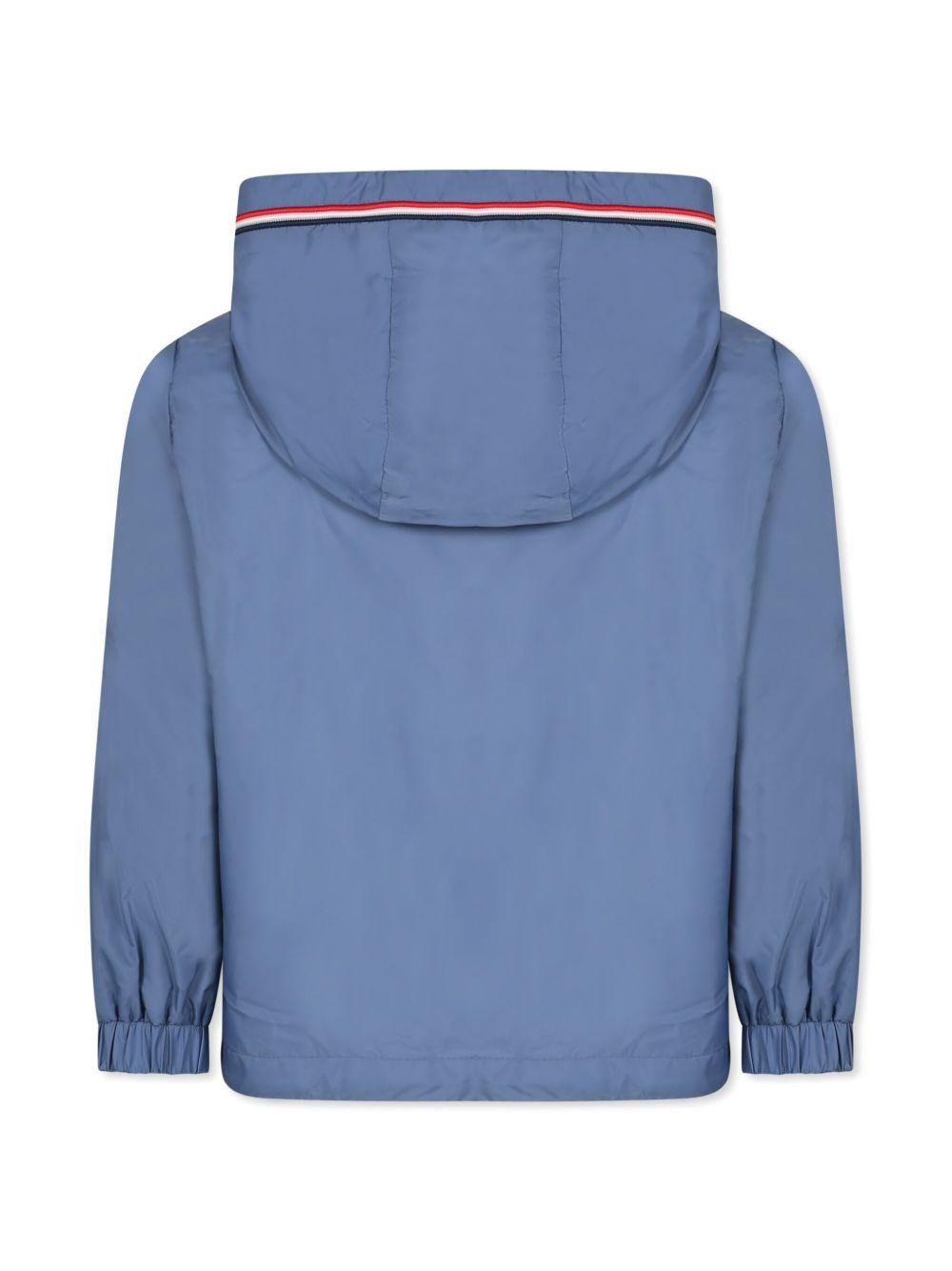 Giacca per bambino Moncler Enfant Granduc blu con applicazione sulla manica con logo - Rubino Kids