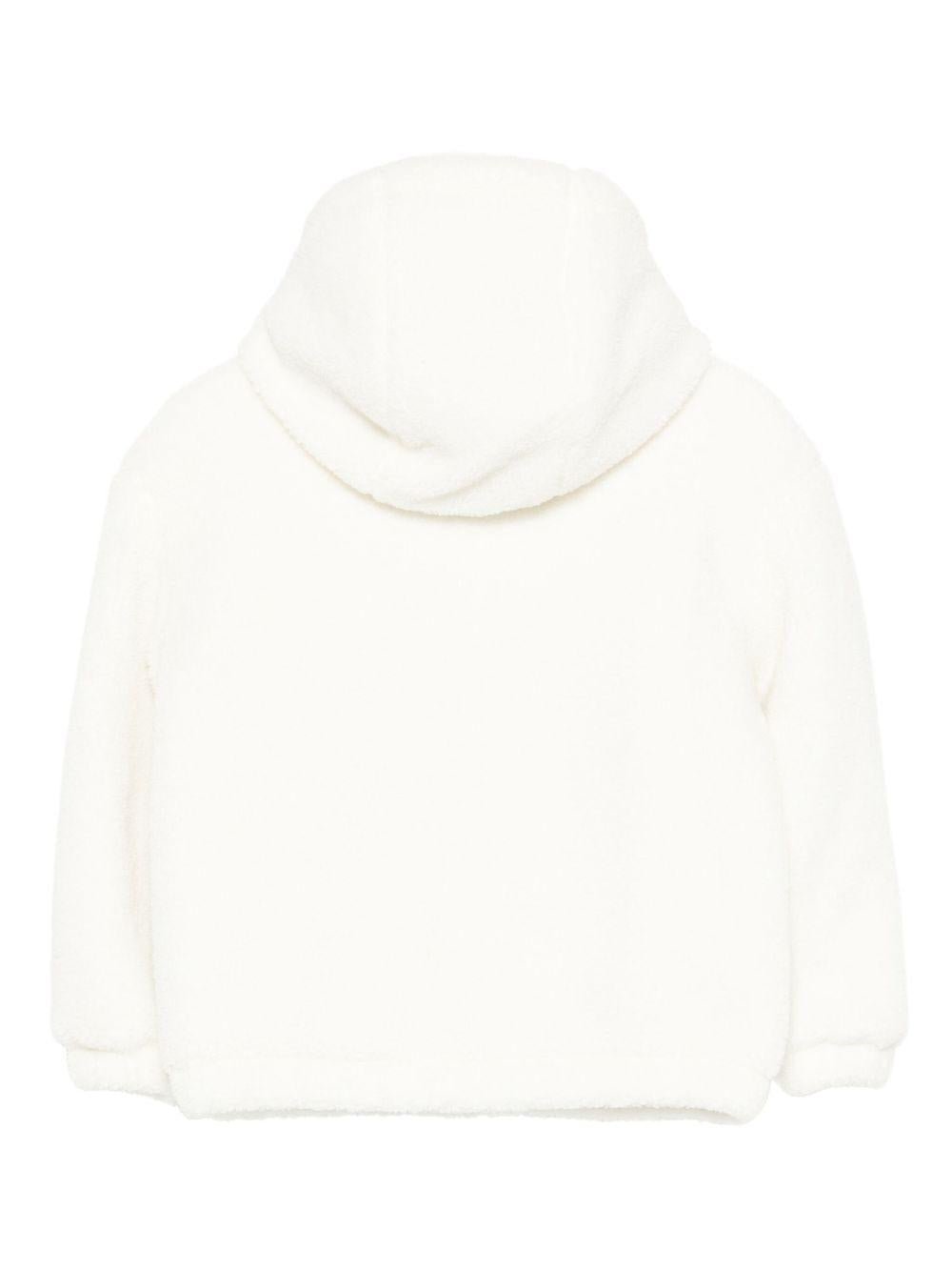 Giacca per bambino Moschino Kids bianco con cappuccio e logo - Rubino Kids