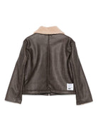 Giacca per bambino Paolo Pecora Kids marrone con collo in shearling e cerniera frontale - Rubino Kids