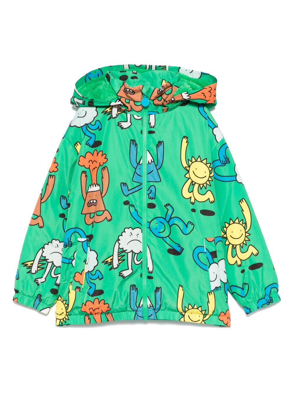 Giacca per bambino Stella McCartney Kids verde con stampa grafica e cappuccio - Rubino Kids