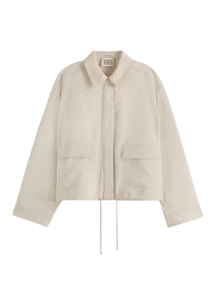 Giacca per donna Scotch & Soda beige in raso con trama jacquard - Rubino Kids