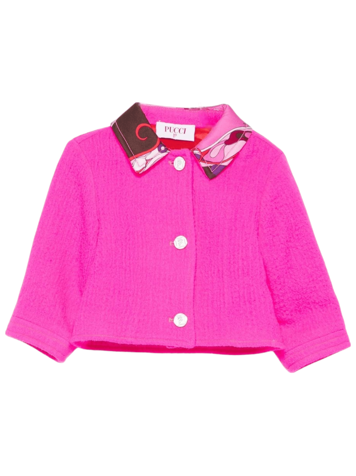Giacca per neonata Emilio Pucci Junior fucsia con colletto a contrasto - Rubino Kids