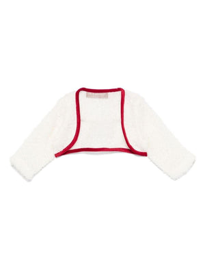 Giacca per neonata La Stupenderia bouclé bianco con bordo a contrasto