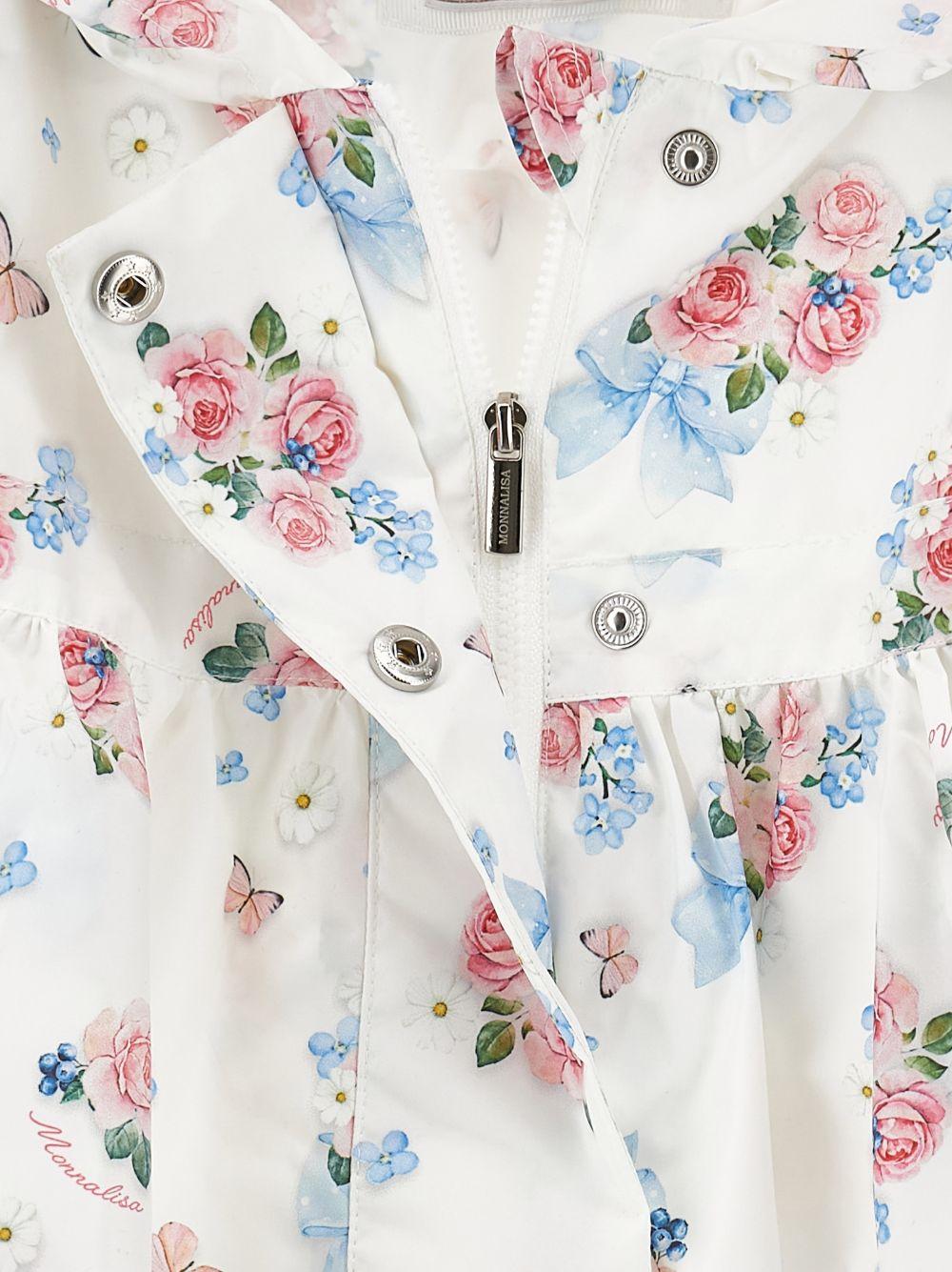 Giacca per neonata Monnalisa bianca con stampa a fiori - Rubino Kids