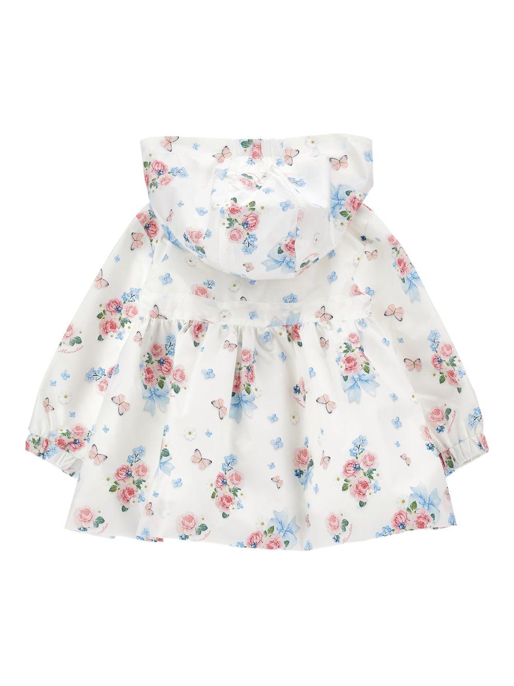 Giacca per neonata Monnalisa bianca con stampa a fiori - Rubino Kids