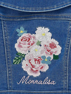 Giacca per neonata Monnalisa blu con ricamo a fiori - Rubino Kids