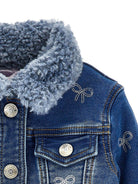 Giacca per neonata Monnalisa in denim con stampa con fiocco - Rubino Kids