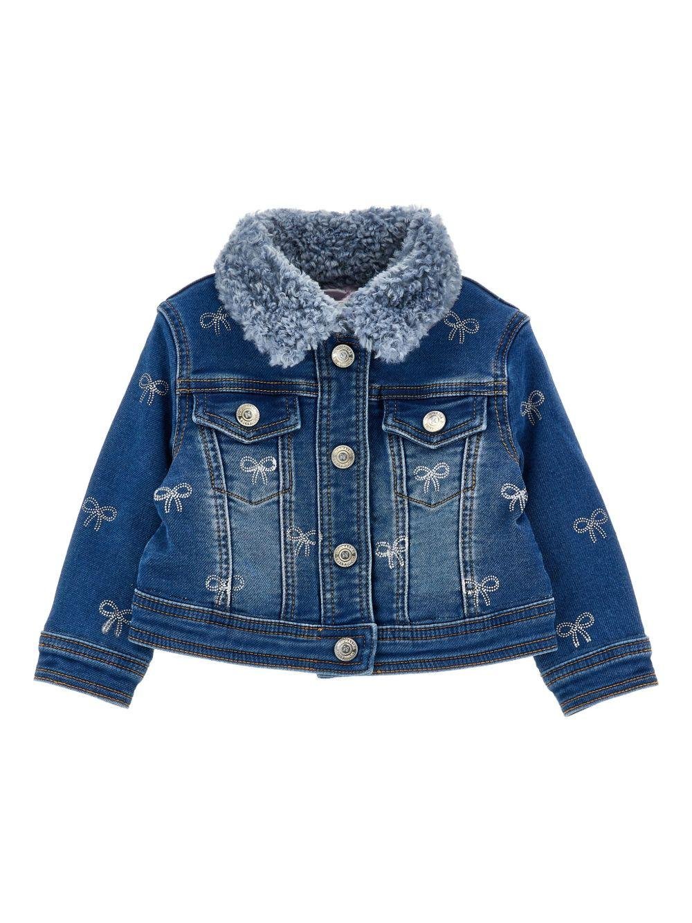 Giacca per neonata Monnalisa in denim con stampa con fiocco - Rubino Kids