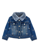 Giacca per neonata Monnalisa in denim con stampa con fiocco - Rubino Kids