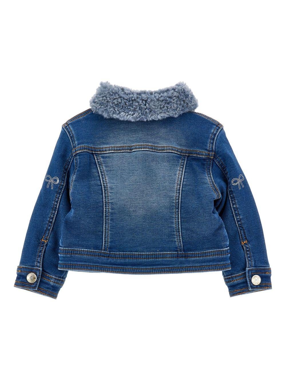 Giacca per neonata Monnalisa in denim con stampa con fiocco - Rubino Kids