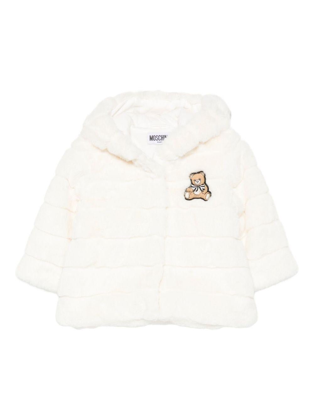 Giacca per neonata Moschino Kids bianco con cappuccio - Rubino Kids