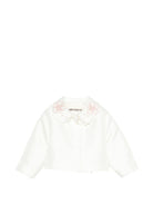 Giacca per neonata Simonetta bianca decorata con fiori - Rubino Kids