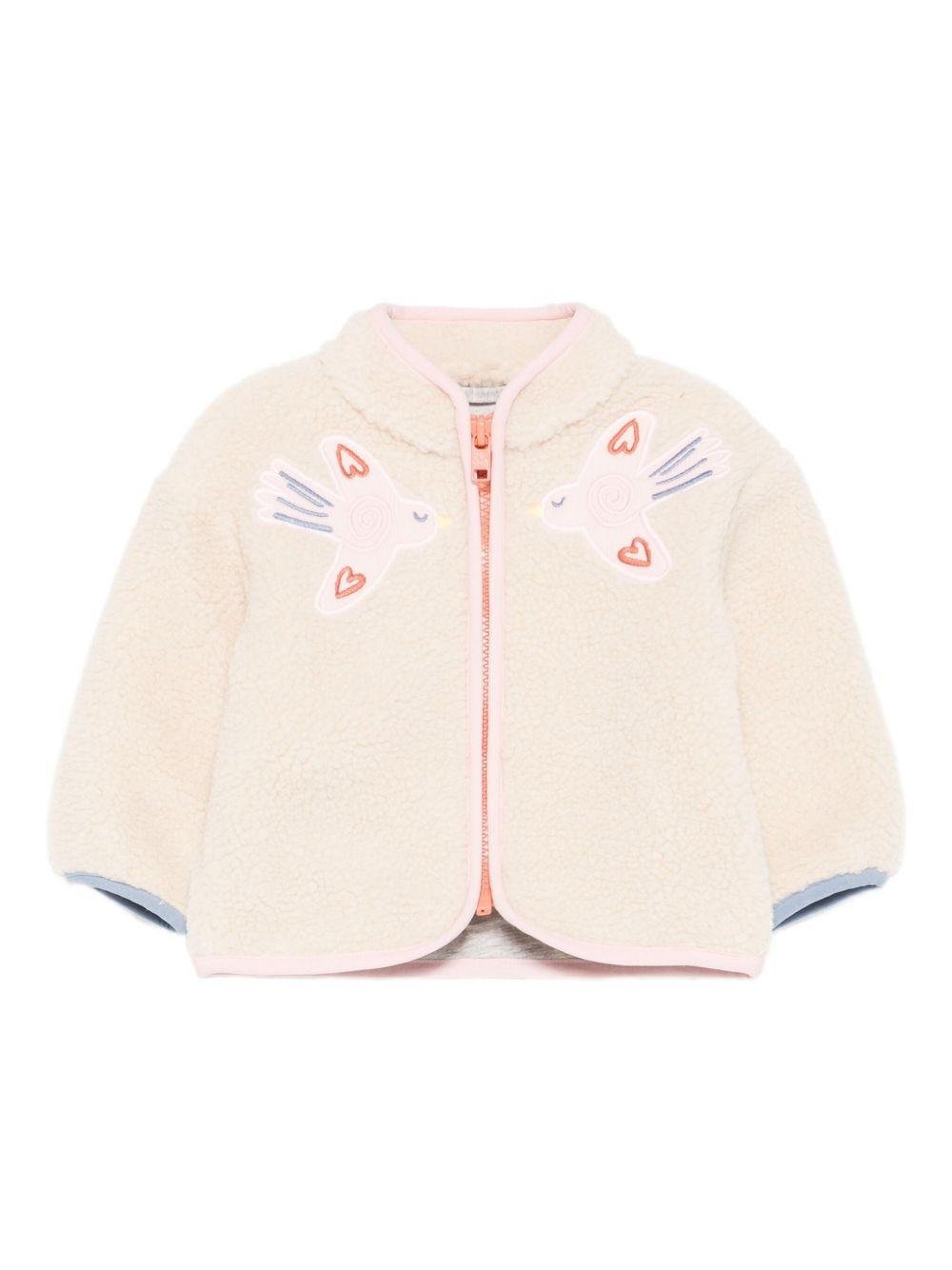 Giacca per neonata Stella McCartney Kids beige con ricamo uccellini - Rubino Kids