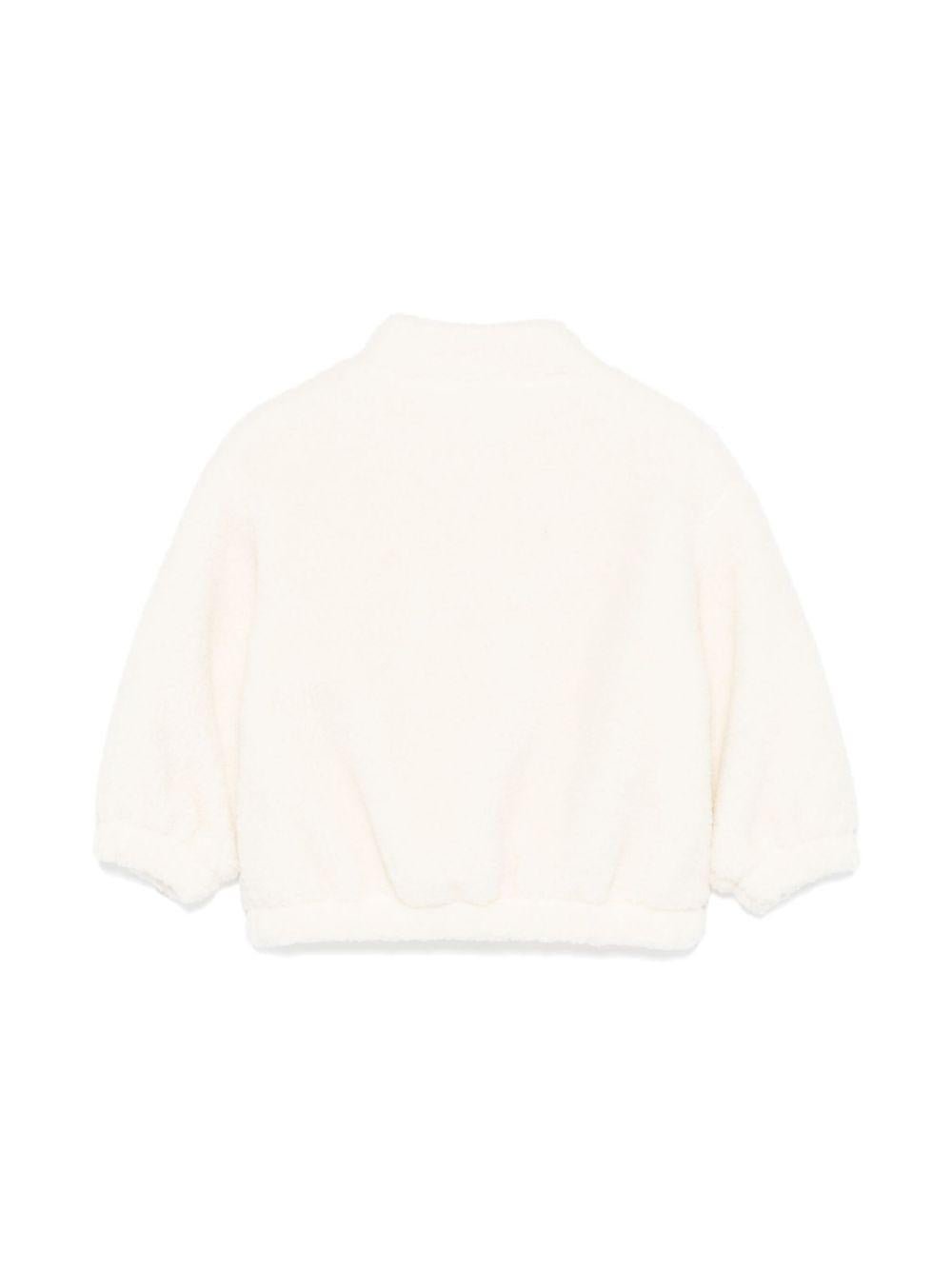 Giacca per neonati Fendi Kids bianco in finta pelliccia con applicazione orsetto - Rubino Kids