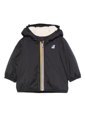 Giacca per neonati K-Way Kids blu con cappuccio e zip frontale
