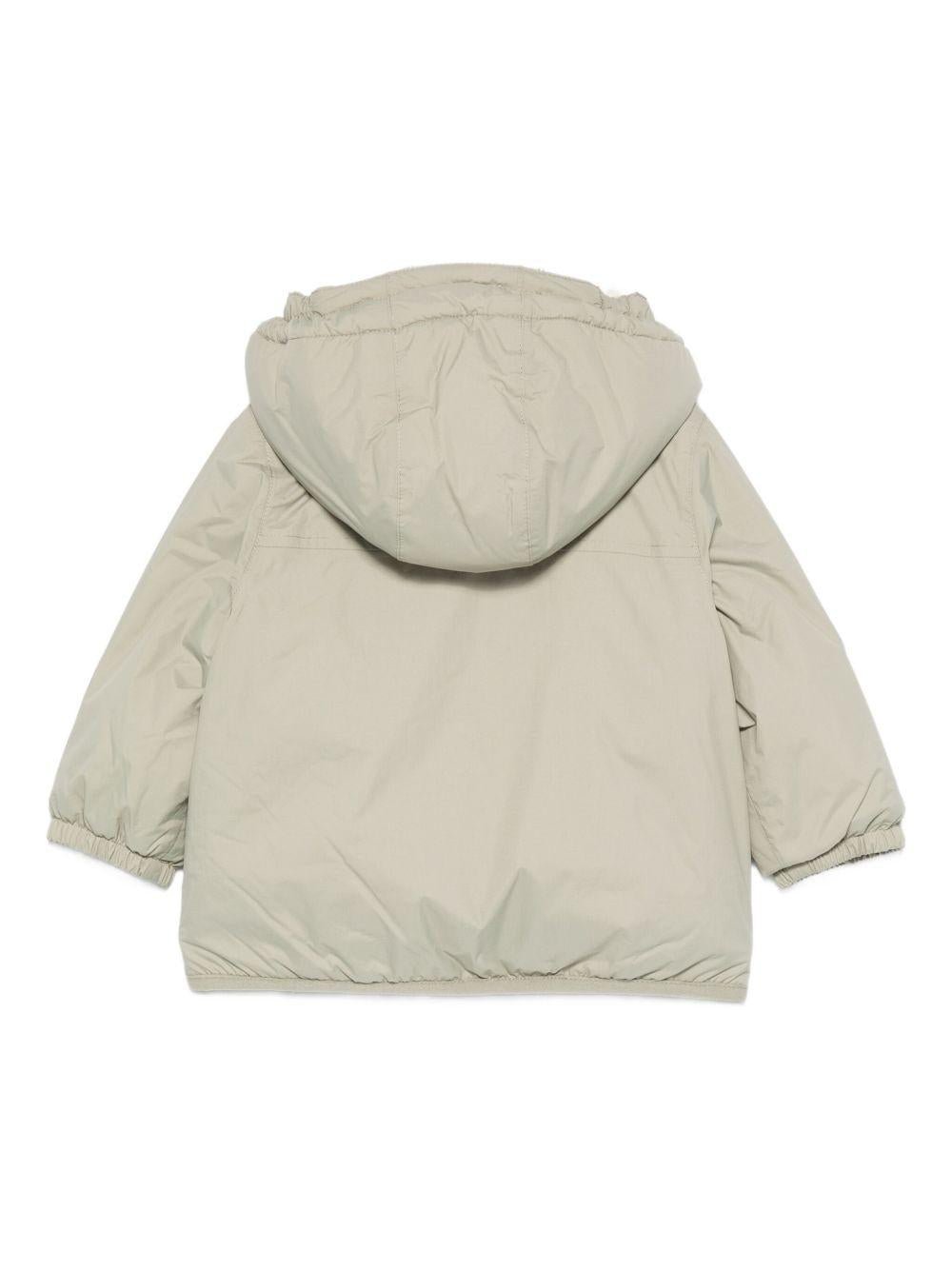 Giacca per neonati K Way Kids verde con cappuccio e zip frontale - Rubino Kids