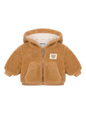 Giacca per neonati Moschino Kids marrone con caratteristica applicazione Bear