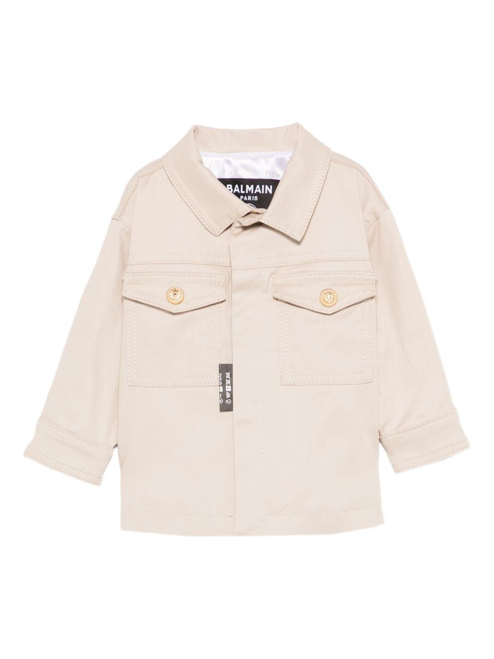 Giacca per neonato Balmain Kids beige con colletto a punta - Rubino Kids