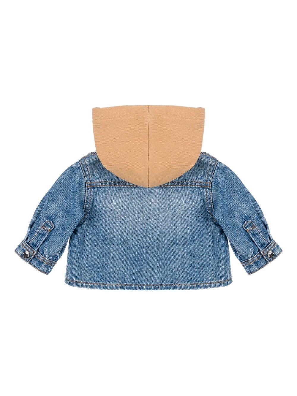 Giacca per neonato Moschino Kids in denim con cappuccio - Rubino Kids