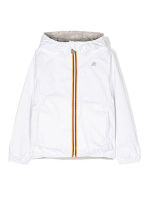 Giacca reversibile per bambini K-Way Kids P. Lily Plus bianco con bordo a contrasto