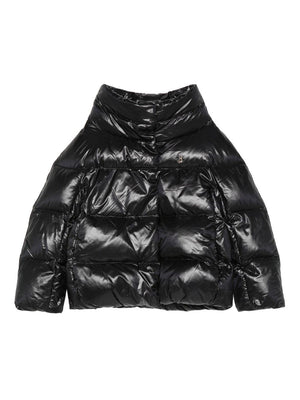 Herno Kids black quilted jacket for girls with high neck