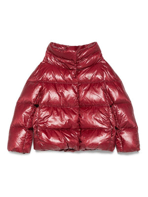 Herno Kids red quilted jacket for girls with high collar