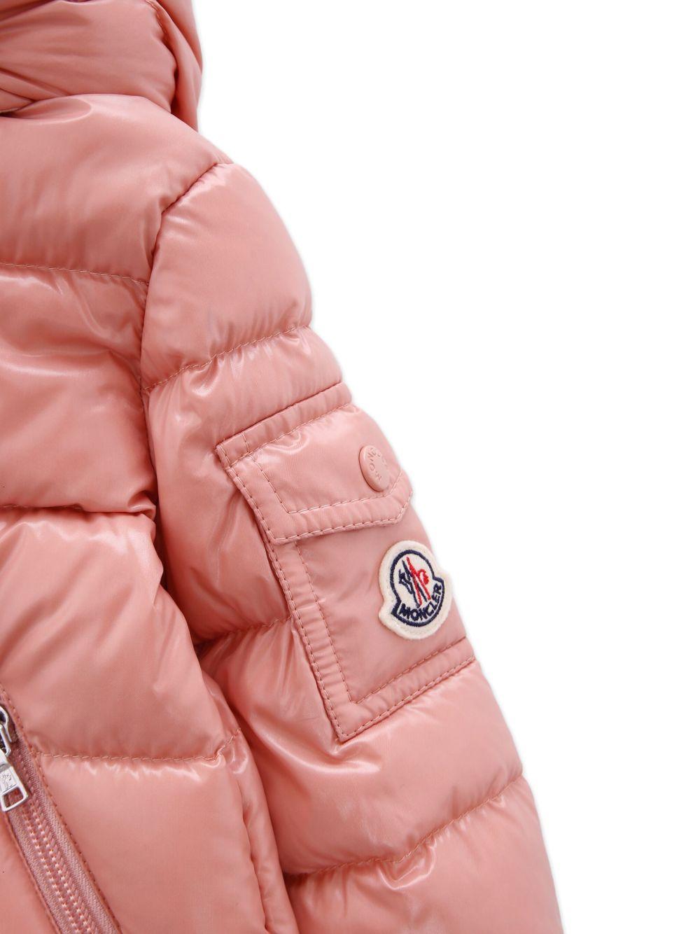 Moncler Enfant Pink Hooded Quilted Jacket for Baby Girls | MONCLER