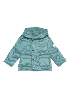 Giacca trapuntata per neonati Emporio Armani Kids verde con cappuccio