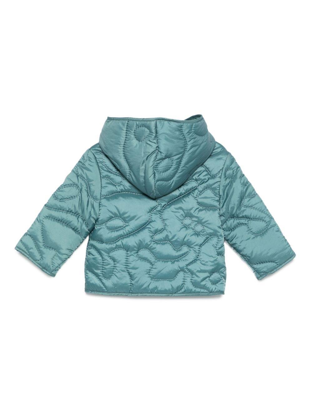Giacca trapuntata per neonati Emporio Armani Kids verde con cappuccio - Rubino Kids